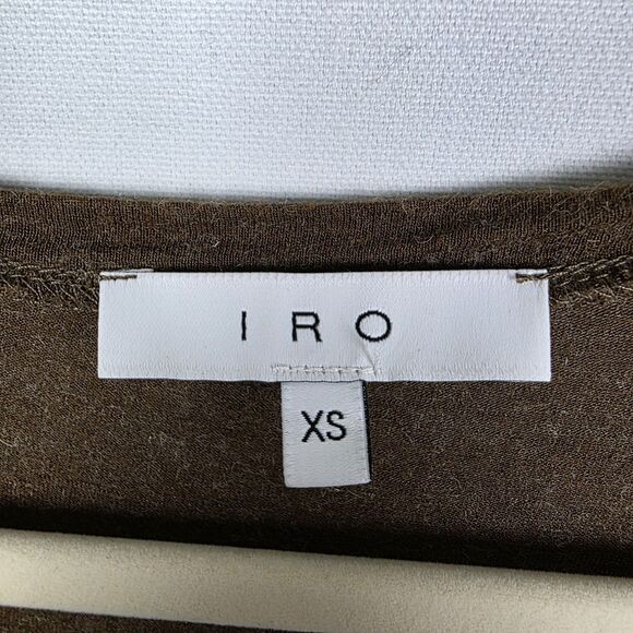IRO Brown Angora Blend Ruffle Sleeve Top Size Extra Small Minimalist Neutral - Picture 3 of 6